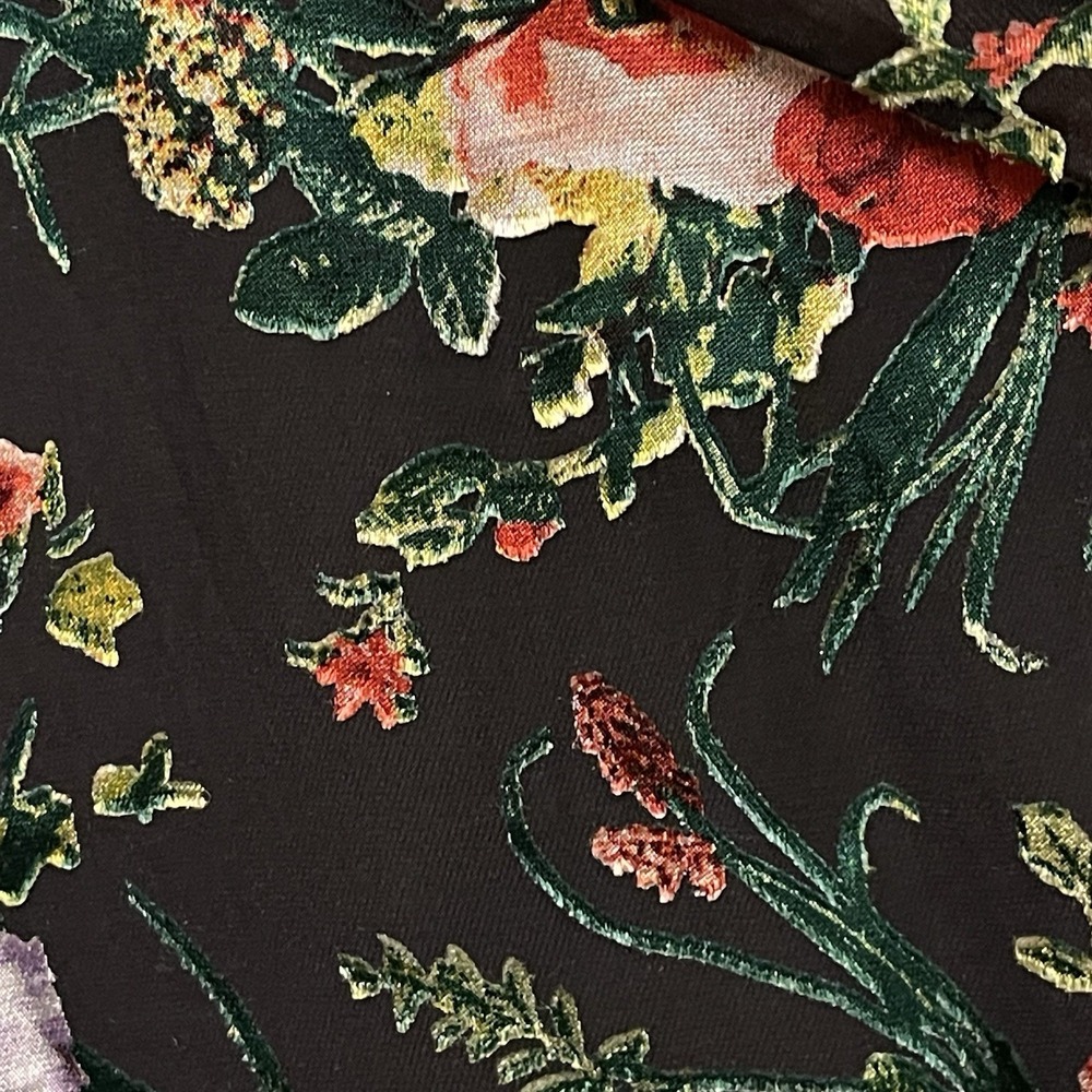 Alice & Olivia Asymmetrical Floral Top Velvet Overlay Whimsygoth Moody Size S /P - Picture 4 of 9